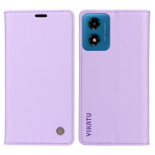 YIKATU YK-001 For Motorola Moto E14 4G / G04 4G / G04s 4G / G24 4G Cell Phone Case Magnetic Closing Leather Cover - Light Purple