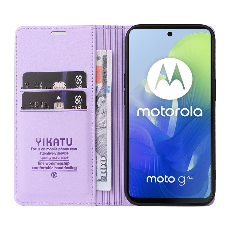 YIKATU YK-001 For Motorola Moto E14 4G / G04 4G / G04s 4G / G24 4G Cell Phone Case Magnetic Closing Leather Cover - Light Purple