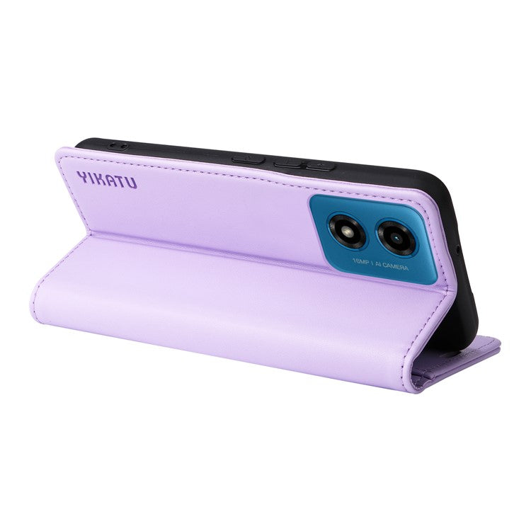 YIKATU YK-001 For Motorola Moto E14 4G / G04 4G / G04s 4G / G24 4G Cell Phone Case Magnetic Closing Leather Cover - Light Purple