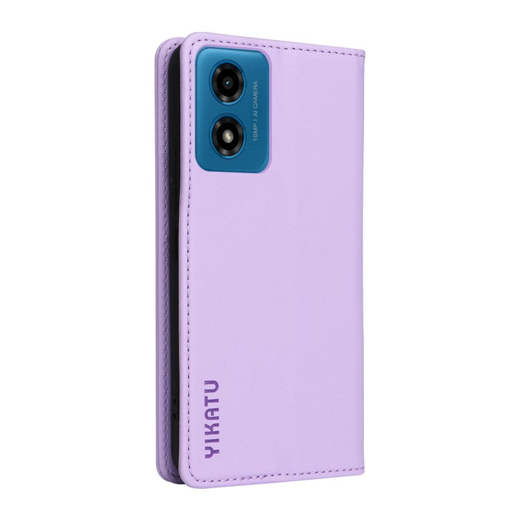 YIKATU YK-001 For Motorola Moto E14 4G / G04 4G / G04s 4G / G24 4G Cell Phone Case Magnetic Closing Leather Cover - Light Purple