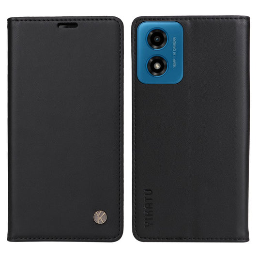 YIKATU YK-001 For Motorola Moto E14 4G / G04 4G / G04s 4G / G24 4G Cell Phone Case Magnetic Closing Leather Cover - Black