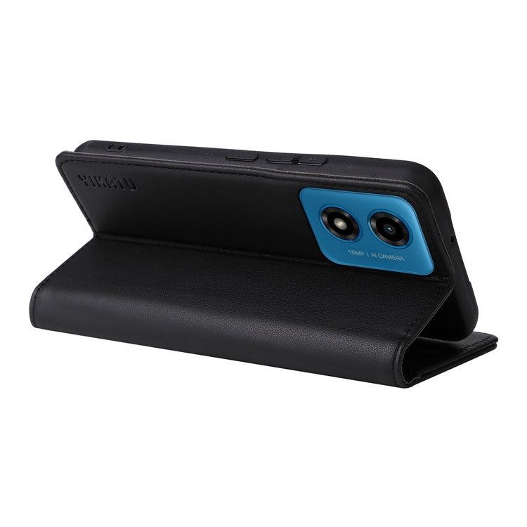 YIKATU YK-001 For Motorola Moto E14 4G / G04 4G / G04s 4G / G24 4G Cell Phone Case Magnetic Closing Leather Cover - Black