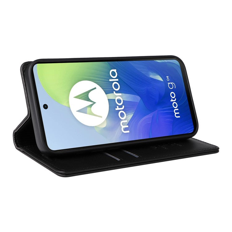 YIKATU YK-001 For Motorola Moto E14 4G / G04 4G / G04s 4G / G24 4G Cell Phone Case Magnetic Closing Leather Cover - Black