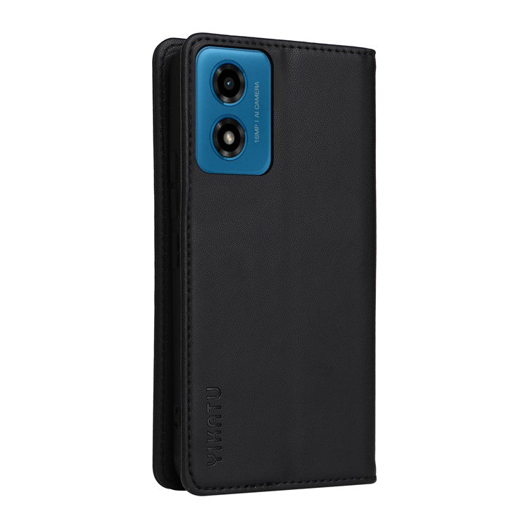 YIKATU YK-001 For Motorola Moto E14 4G / G04 4G / G04s 4G / G24 4G Cell Phone Case Magnetic Closing Leather Cover - Black