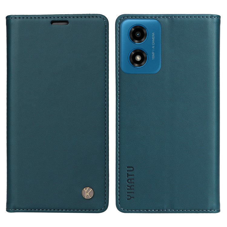YIKATU YK-001 For Motorola Moto E14 4G / G04 4G / G04s 4G / G24 4G Cell Phone Case Magnetic Closing Leather Cover - Green