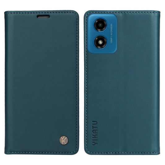 YIKATU YK-001 For Motorola Moto E14 4G / G04 4G / G04s 4G / G24 4G Cell Phone Case Magnetic Closing Leather Cover - Green