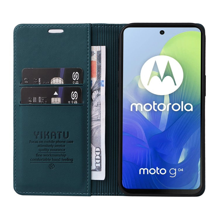 YIKATU YK-001 For Motorola Moto E14 4G / G04 4G / G04s 4G / G24 4G Cell Phone Case Magnetic Closing Leather Cover - Green