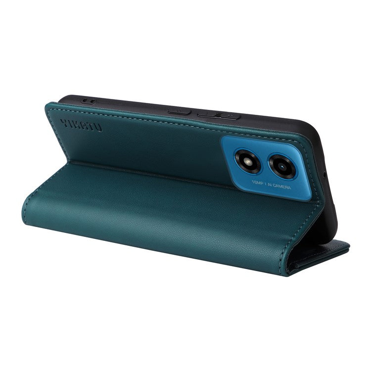 YIKATU YK-001 For Motorola Moto E14 4G / G04 4G / G04s 4G / G24 4G Cell Phone Case Magnetic Closing Leather Cover - Green