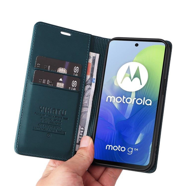 YIKATU YK-001 For Motorola Moto E14 4G / G04 4G / G04s 4G / G24 4G Cell Phone Case Magnetic Closing Leather Cover - Green