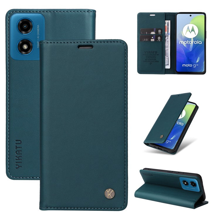 YIKATU YK-001 For Motorola Moto E14 4G / G04 4G / G04s 4G / G24 4G Cell Phone Case Magnetic Closing Leather Cover - Green