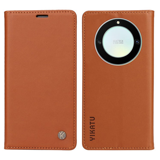 YIKATU YK-001 For Honor X40 5G / X9a 5G / Magic5 Lite 5G Cell Phone Case Magnetic Closing Leather Cover - Brown