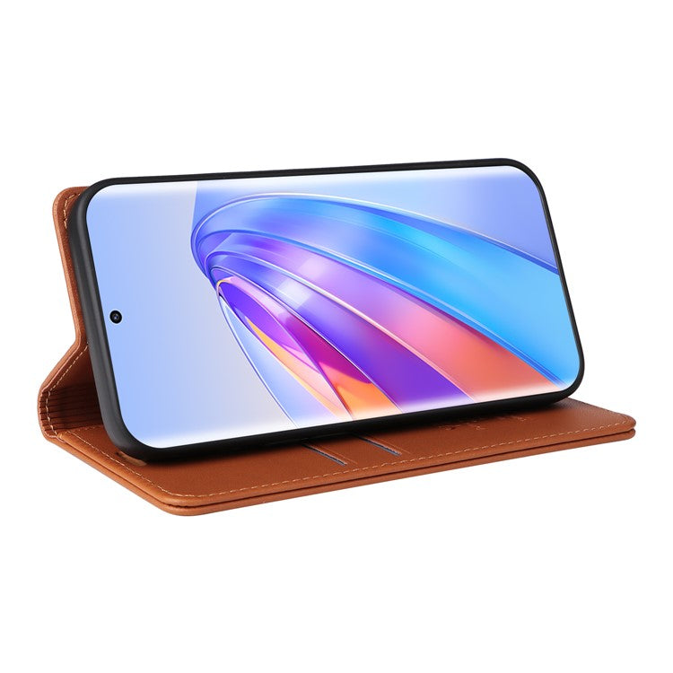 YIKATU YK-001 For Honor X40 5G / X9a 5G / Magic5 Lite 5G Cell Phone Case Magnetic Closing Leather Cover - Brown