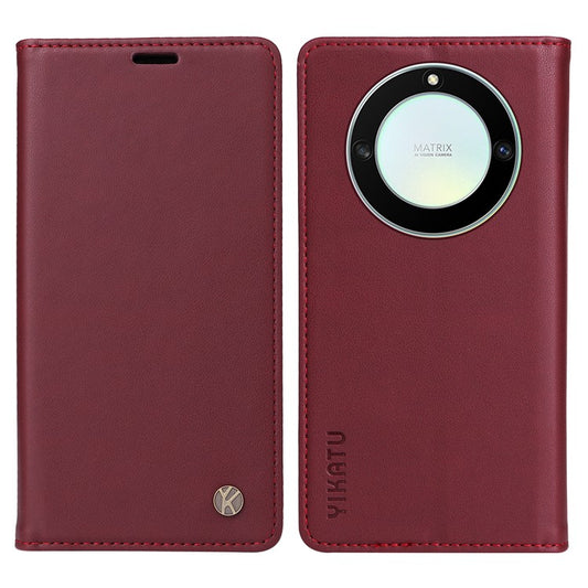 YIKATU YK-001 For Honor X40 5G / X9a 5G / Magic5 Lite 5G Cell Phone Case Magnetic Closing Leather Cover - Wine Red