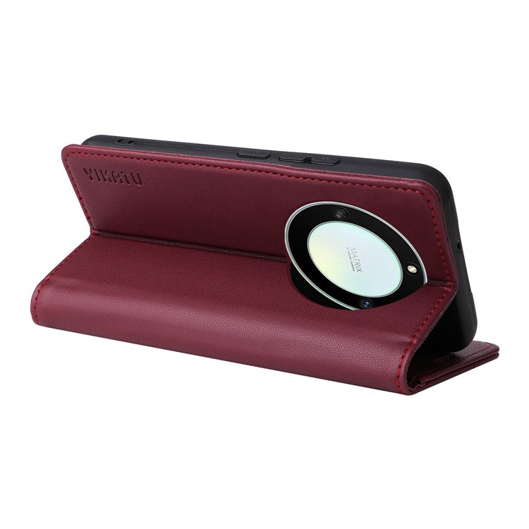 YIKATU YK-001 For Honor X40 5G / X9a 5G / Magic5 Lite 5G Cell Phone Case Magnetic Closing Leather Cover - Wine Red