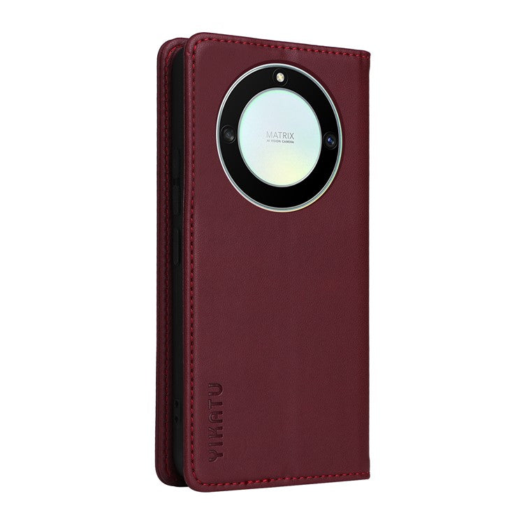 YIKATU YK-001 For Honor X40 5G / X9a 5G / Magic5 Lite 5G Cell Phone Case Magnetic Closing Leather Cover - Wine Red