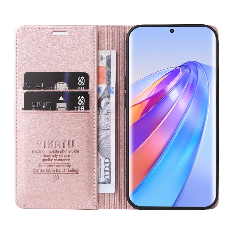 YIKATU YK-001 For Honor X40 5G / X9a 5G / Magic5 Lite 5G Cell Phone Case Magnetic Closing Leather Cover - Rose Gold