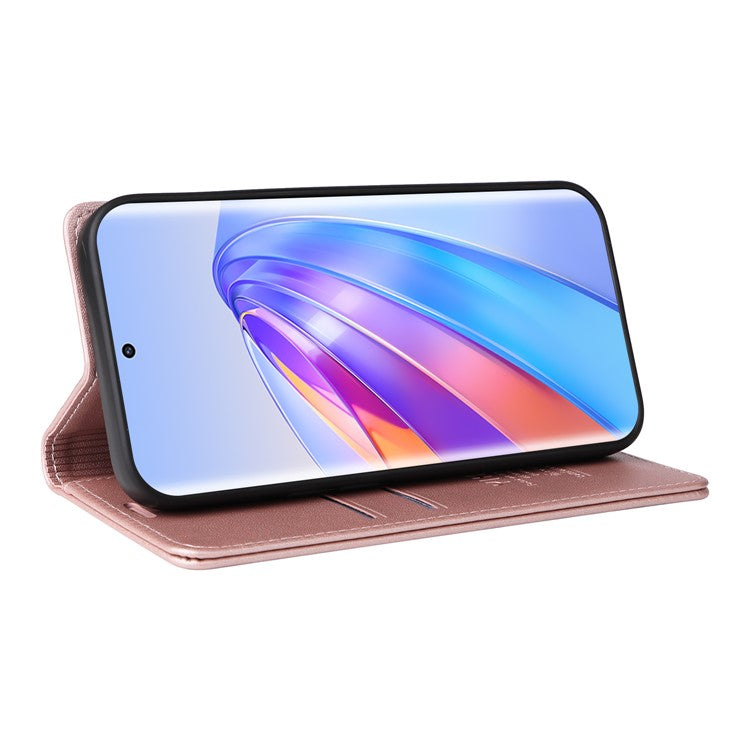 YIKATU YK-001 For Honor X40 5G / X9a 5G / Magic5 Lite 5G Cell Phone Case Magnetic Closing Leather Cover - Rose Gold