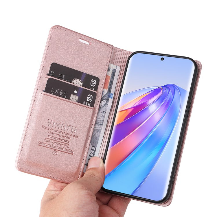 YIKATU YK-001 For Honor X40 5G / X9a 5G / Magic5 Lite 5G Cell Phone Case Magnetic Closing Leather Cover - Rose Gold