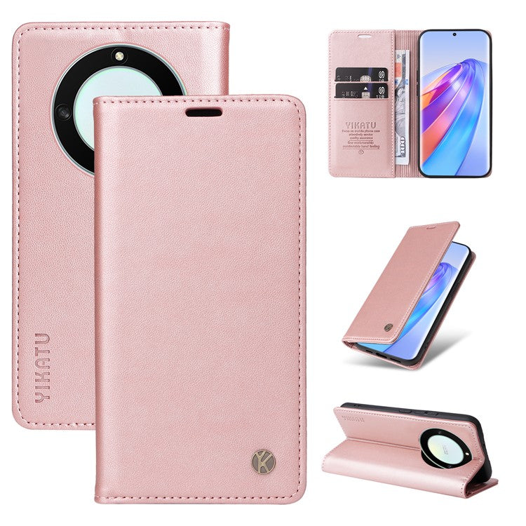 YIKATU YK-001 For Honor X40 5G / X9a 5G / Magic5 Lite 5G Cell Phone Case Magnetic Closing Leather Cover - Rose Gold