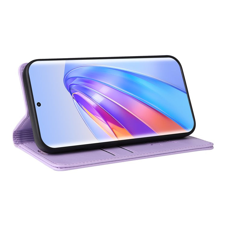 YIKATU YK-001 For Honor X40 5G / X9a 5G / Magic5 Lite 5G Cell Phone Case Magnetic Closing Leather Cover - Light Purple