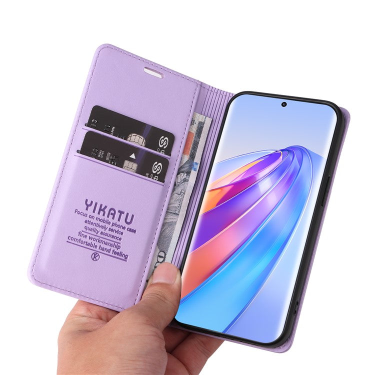 YIKATU YK-001 For Honor X40 5G / X9a 5G / Magic5 Lite 5G Cell Phone Case Magnetic Closing Leather Cover - Light Purple