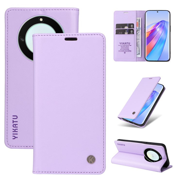 YIKATU YK-001 For Honor X40 5G / X9a 5G / Magic5 Lite 5G Cell Phone Case Magnetic Closing Leather Cover - Light Purple