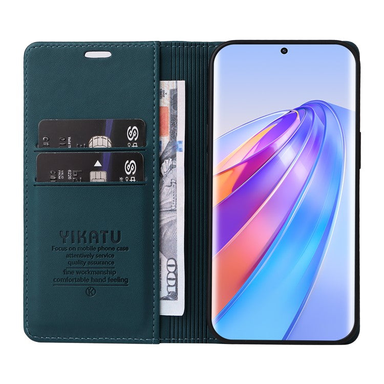 YIKATU YK-001 For Honor X40 5G / X9a 5G / Magic5 Lite 5G Cell Phone Case Magnetic Closing Leather Cover - Green