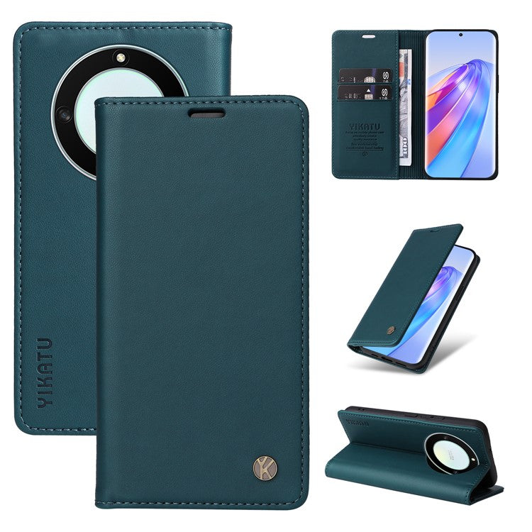 YIKATU YK-001 For Honor X40 5G / X9a 5G / Magic5 Lite 5G Cell Phone Case Magnetic Closing Leather Cover - Green