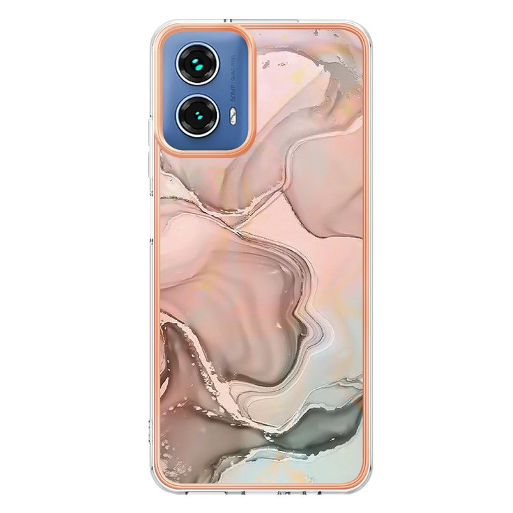 YB IMD Series-16 Style-E For Motorola Moto G34 5G Case Electroplating Edge Anti-fall TPU Phone Shell - Pink