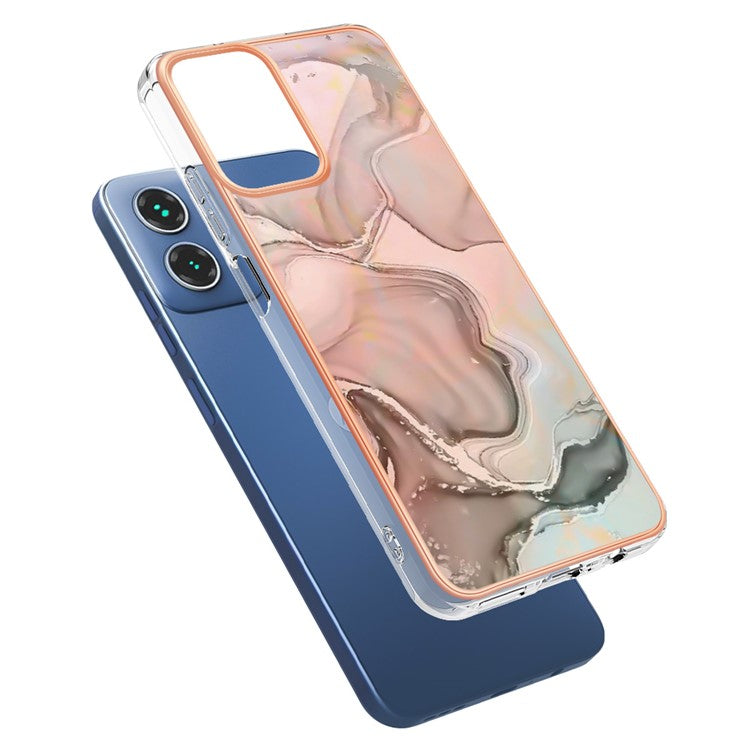 YB IMD Series-16 Style-E For Motorola Moto G34 5G Case Electroplating Edge Anti-fall TPU Phone Shell - Pink