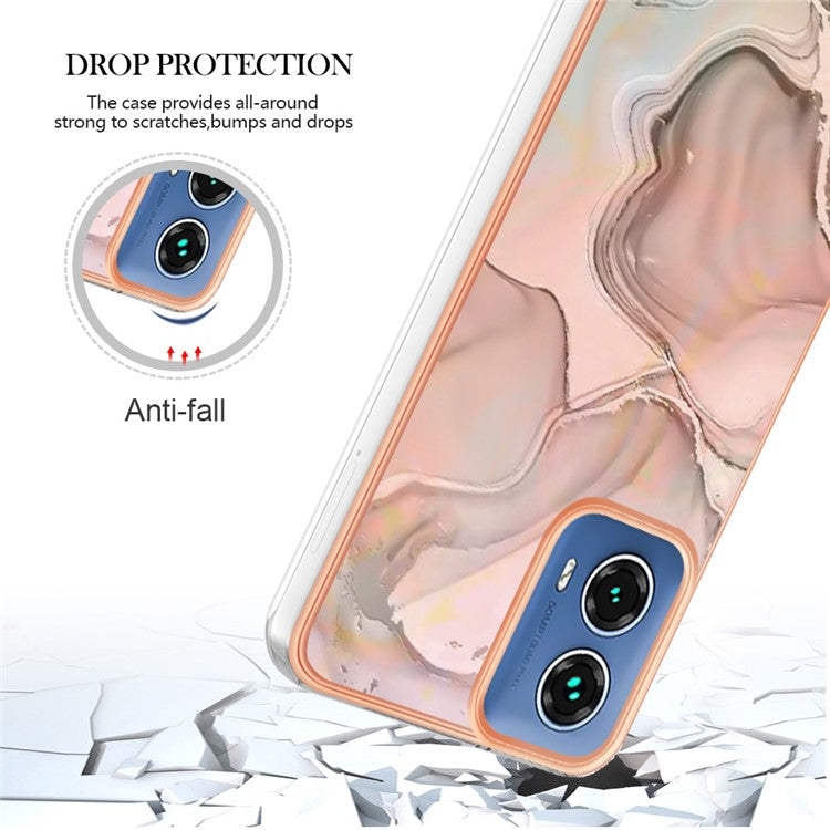 YB IMD Series-16 Style-E For Motorola Moto G34 5G Case Electroplating Edge Anti-fall TPU Phone Shell - Pink