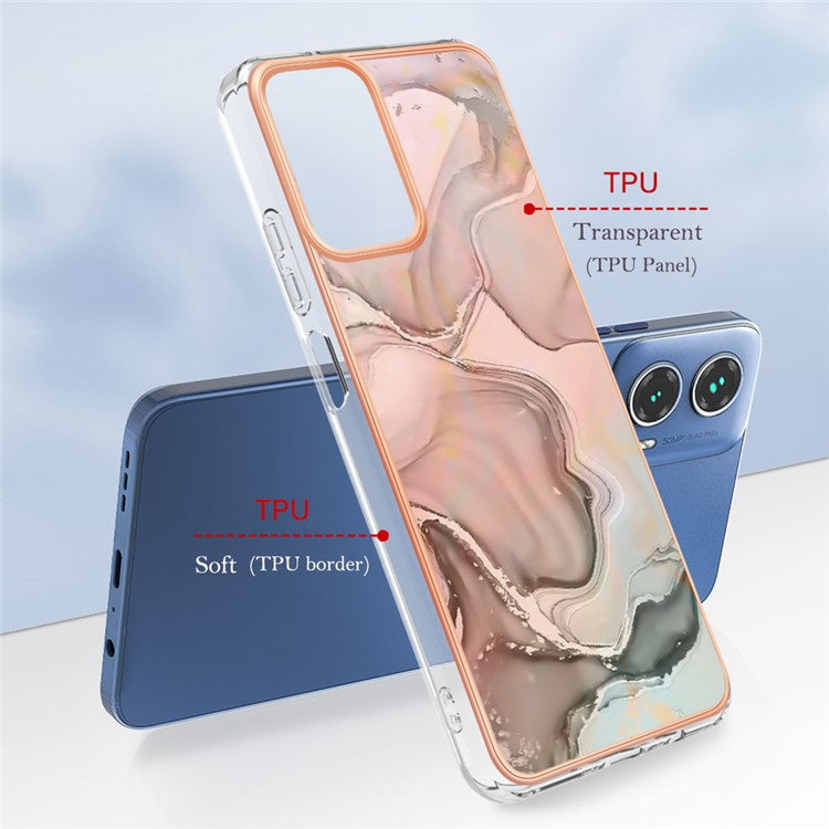 YB IMD Series-16 Style-E For Motorola Moto G34 5G Case Electroplating Edge Anti-fall TPU Phone Shell - Pink