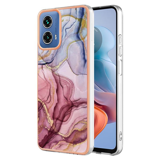 YB IMD Series-16 Style-E For Motorola Moto G34 5G Case Electroplating Edge Anti-fall TPU Phone Shell - Rose Gold
