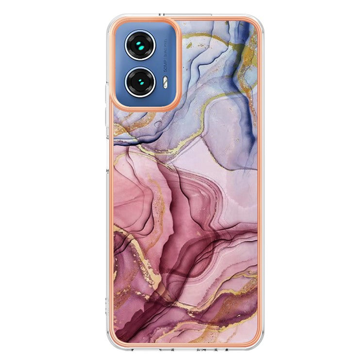 YB IMD Series-16 Style-E For Motorola Moto G34 5G Case Electroplating Edge Anti-fall TPU Phone Shell - Rose Gold