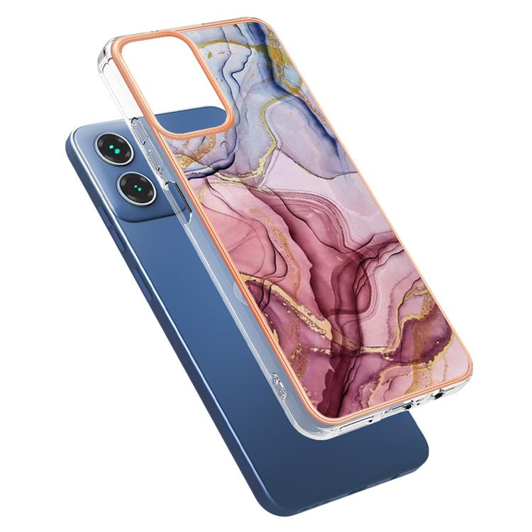 YB IMD Series-16 Style-E For Motorola Moto G34 5G Case Electroplating Edge Anti-fall TPU Phone Shell - Rose Gold