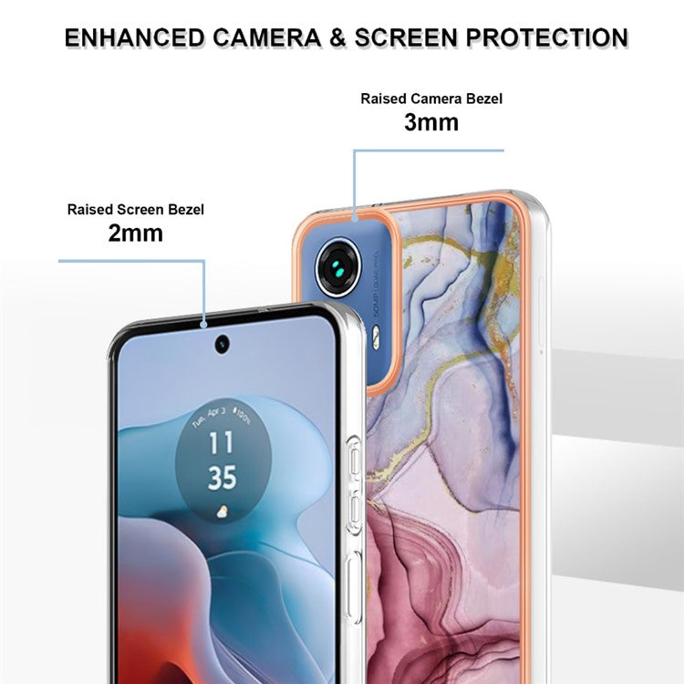 YB IMD Series-16 Style-E For Motorola Moto G34 5G Case Electroplating Edge Anti-fall TPU Phone Shell - Rose Gold