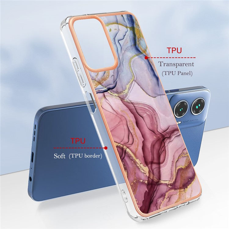 YB IMD Series-16 Style-E For Motorola Moto G34 5G Case Electroplating Edge Anti-fall TPU Phone Shell - Rose Gold