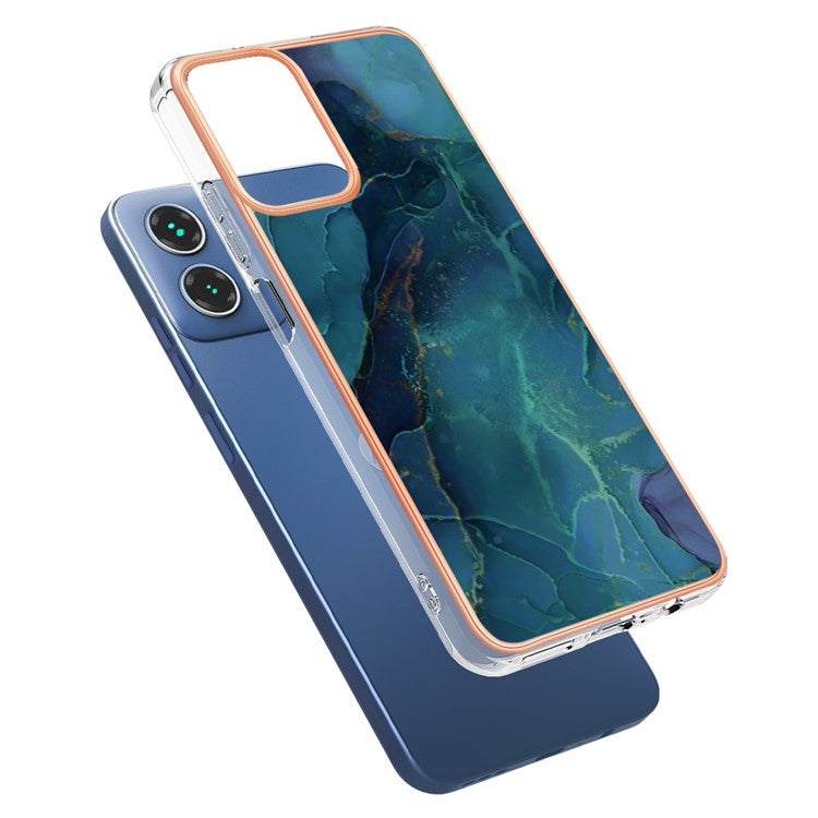 YB IMD Series-16 Style-E For Motorola Moto G34 5G Case Electroplating Edge Anti-fall TPU Phone Shell - Green