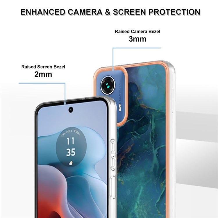 YB IMD Series-16 Style-E For Motorola Moto G34 5G Case Electroplating Edge Anti-fall TPU Phone Shell - Green