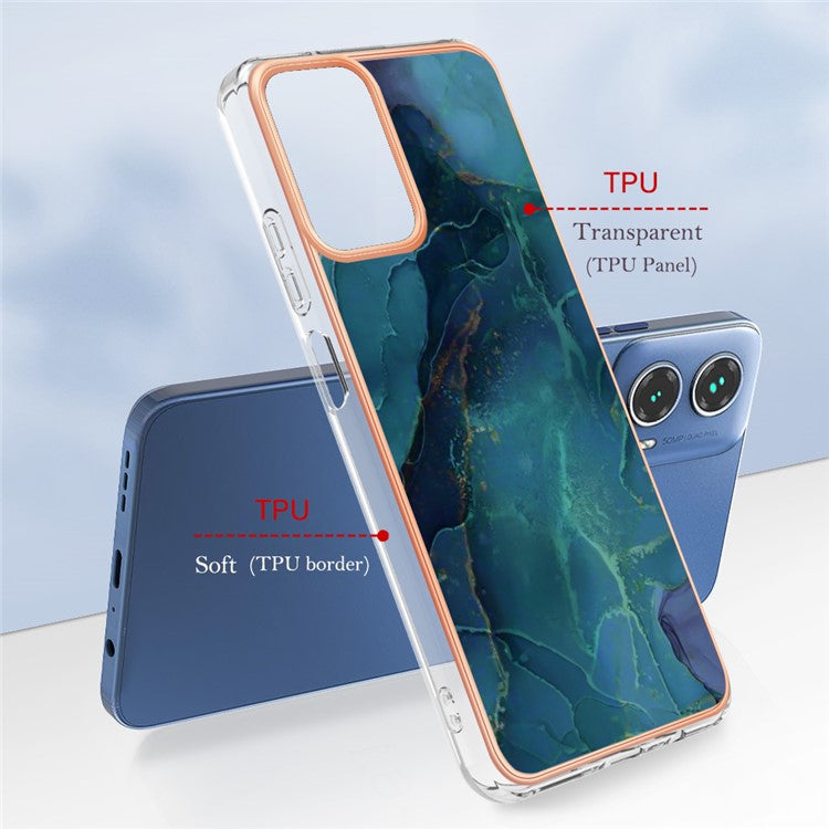 YB IMD Series-16 Style-E For Motorola Moto G34 5G Case Electroplating Edge Anti-fall TPU Phone Shell - Green