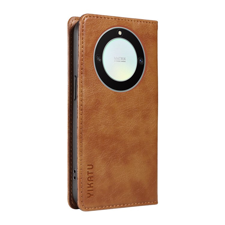 YIKATU YK-006 For Honor X40 5G / X9a 5G / Magic5 Lite 5G Leather Case Litchi Texture Phone Wallet Cover - Brown