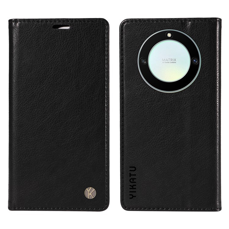 YIKATU YK-006 For Honor X40 5G / X9a 5G / Magic5 Lite 5G Leather Case Litchi Texture Phone Wallet Cover - Black