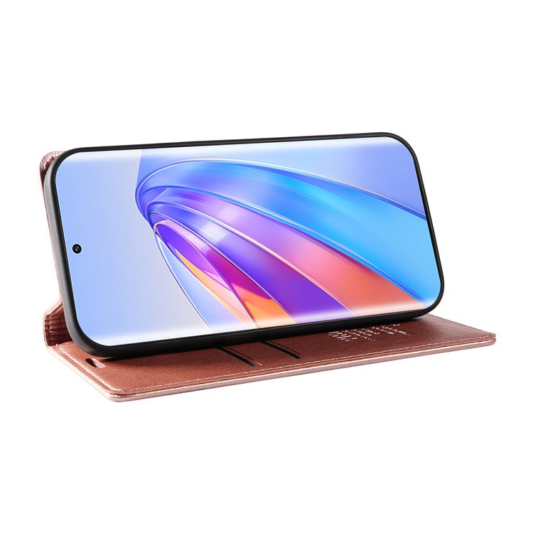 YIKATU YK-006 For Honor X40 5G / X9a 5G / Magic5 Lite 5G Leather Case Litchi Texture Phone Wallet Cover - Rose Gold