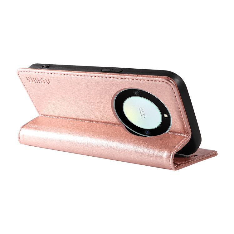 YIKATU YK-006 For Honor X40 5G / X9a 5G / Magic5 Lite 5G Leather Case Litchi Texture Phone Wallet Cover - Rose Gold