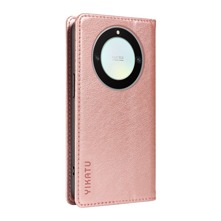 YIKATU YK-006 For Honor X40 5G / X9a 5G / Magic5 Lite 5G Leather Case Litchi Texture Phone Wallet Cover - Rose Gold