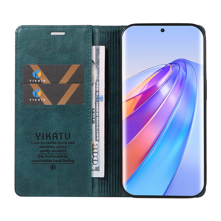 YIKATU YK-006 For Honor X40 5G / X9a 5G / Magic5 Lite 5G Leather Case Litchi Texture Phone Wallet Cover - Blue