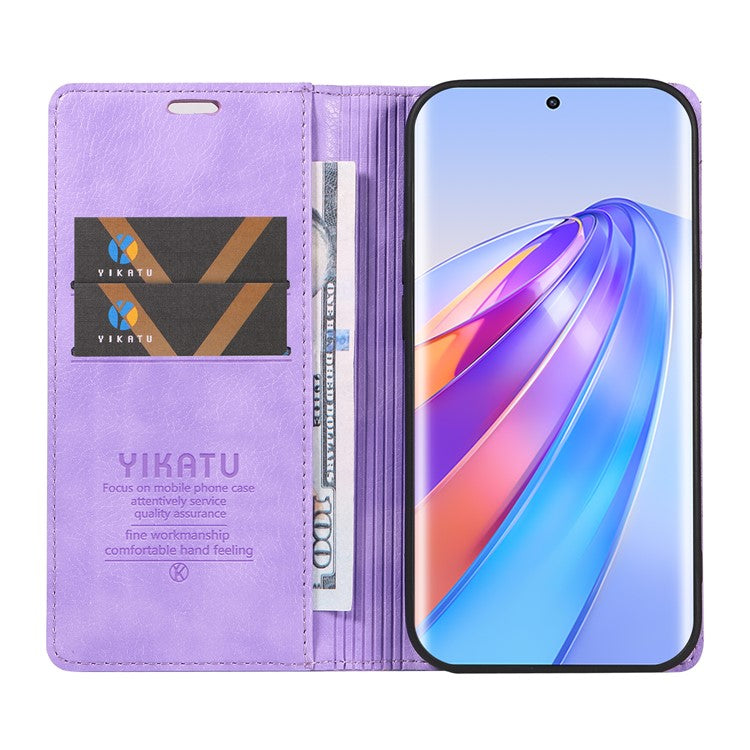 YIKATU YK-006 For Honor X40 5G / X9a 5G / Magic5 Lite 5G Leather Case Litchi Texture Phone Wallet Cover - Purple