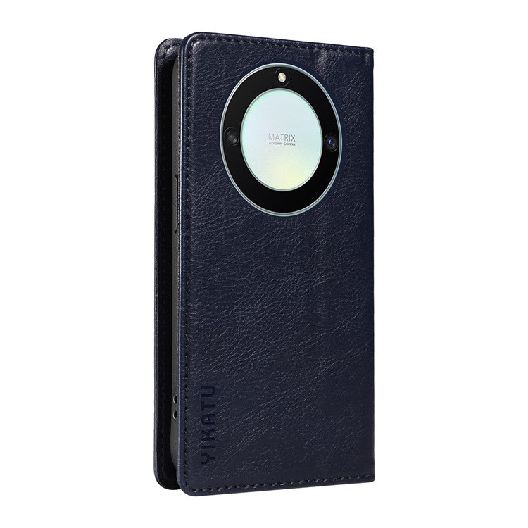 YIKATU YK-006 For Honor X40 5G / X9a 5G / Magic5 Lite 5G Leather Case Litchi Texture Phone Wallet Cover - Navy Blue