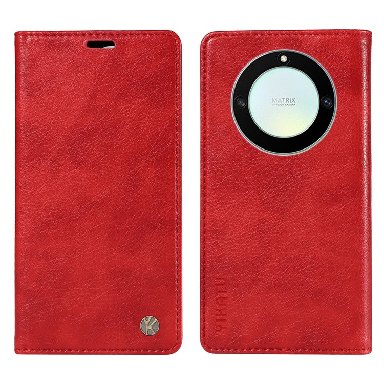 YIKATU YK-006 For Honor X40 5G / X9a 5G / Magic5 Lite 5G Leather Case Litchi Texture Phone Wallet Cover - Red