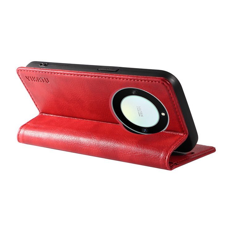YIKATU YK-006 For Honor X40 5G / X9a 5G / Magic5 Lite 5G Leather Case Litchi Texture Phone Wallet Cover - Red